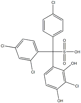 (4-クロロフェニル)(2,4-ジクロロフェニル)(3-クロロ-2,4-ジヒドロキシフェニル)メタンスルホン酸 化学構造式