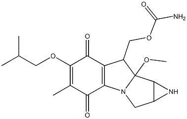 8-[[(Aminocarbonyl)oxy]methyl]-1,1a,2,8,8a,8b-hexahydro-6-isobutoxy-8a-methoxy-5-methylazirino[2',3':3,4]pyrrolo[1,2-a]indole-4,7-dione,,结构式