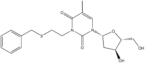3-(2-ベンジルチオエチル)チミジン 化学構造式