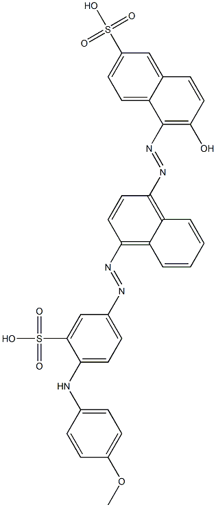 5-[4-[4-(p-Anisidino)-3-sulfophenylazo]-1-naphtylazo]-6-hydroxy-2-naphthalenesulfonic acid,,结构式