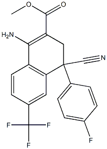1-Amino-4-cyano-3,4-dihydro-6-trifluoromethyl-4-(4-fluorophenyl)naphthalene-2-carboxylic acid methyl ester Struktur