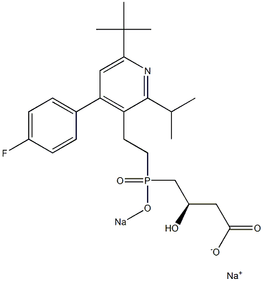 (3R)-4-[[2-[4-(4-Fluorophenyl)-6-tert-butyl-2-isopropyl-3-pyridinyl]ethyl]sodiooxyphosphinyl]-3-hydroxybutyric acid sodium salt,,结构式