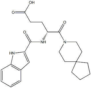 (R)-4-(1H-Indol-2-ylcarbonylamino)-5-oxo-5-(8-azaspiro[4.5]decan-8-yl)valeric acid,,结构式