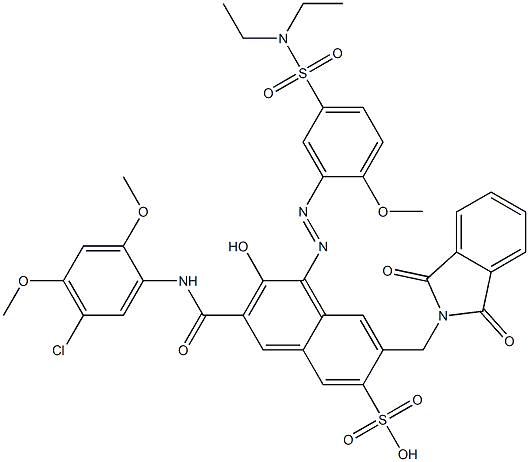  3-[(5-Chloro-2,4-dimethoxyphenyl)aminocarbonyl]-1-[5-[(diethylamino)sulfonyl]-2-methoxyphenylazo]-2-hydroxy-7-(phthalimidylmethyl)naphthalene-6-sulfonic acid