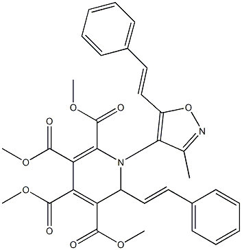 1-(3-Methyl-5-styrylisoxazol-4-yl)-2-styryl-1,2-dihydropyridine-3,4,5,6-tetracarboxylic acid tetramethyl ester Structure