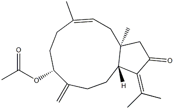  (3aS,5E,9R,12aR)-3a,6-Dimethyl-10-methylene-9-(acetyloxy)-1-(1-methylethylidene)-3,3a,4,7,8,9,10,11,12,12a-decahydrocyclopentacycloundecen-2(1H)-one