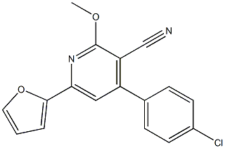 2-Methoxy-4-(4-chlorophenyl)-6-(2-furanyl)pyridine-3-carbonitrile Struktur