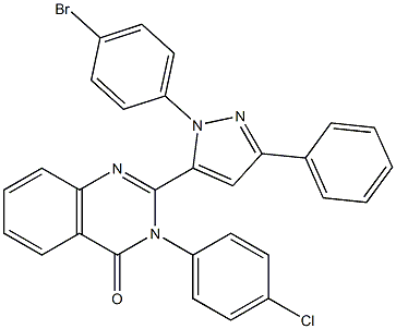 3-(4-Chlorophenyl)-2-[3-(phenyl)-1-(4-bromophenyl)-1H-pyrazol-5-yl]quinazolin-4(3H)-one,,结构式