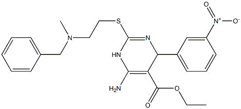 6-Amino-1,4-dihydro-2-[2-(benzylmethylamino)ethylthio]-4-(3-nitrophenyl)pyrimidine-5-carboxylic acid ethyl ester,,结构式