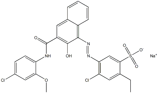 4-クロロ-2-エチル-5-[[3-[[(4-クロロ-2-メトキシフェニル)アミノ]カルボニル]-2-ヒドロキシ-1-ナフチル]アゾ]ベンゼンスルホン酸ナトリウム 化学構造式