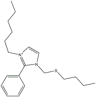 3-Hexyl-2-phenyl-1-[(butylthio)methyl]-1H-imidazol-3-ium Struktur