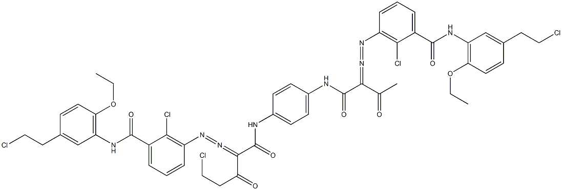 3,3'-[2-(Chloromethyl)-1,4-phenylenebis[iminocarbonyl(acetylmethylene)azo]]bis[N-[3-(2-chloroethyl)-6-ethoxyphenyl]-2-chlorobenzamide] Structure