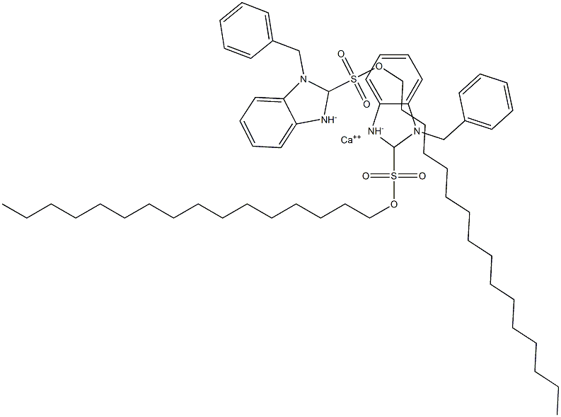 Bis(1-benzyl-2,3-dihydro-2-hexadecyl-1H-benzimidazole-2-sulfonic acid)calcium salt 结构式