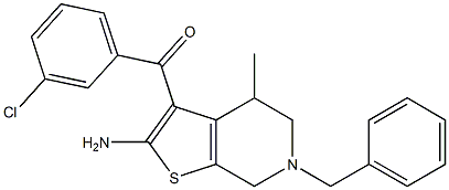 2-Amino-3-(3-chlorobenzoyl)-4,5,6,7-tetrahydro-4-methyl-6-benzylthieno[2,3-c]pyridine,,结构式