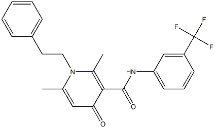 N-(3-Trifluoromethylphenyl)-1-phenethyl-2,6-dimethyl-4-oxo-1,4-dihydro-3-pyridinecarboxamide 结构式