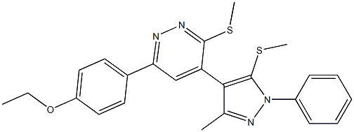 6-(4-Ethoxyphenyl)-4-[1-phenyl-3-methyl-5-[methylthio]-1H-pyrazol-4-yl]-3-[methylthio]pyridazine,,结构式