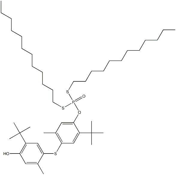 Dithiophosphoric acid O-[2-tert-butyl-5-methyl-4-(2-methyl-5-tert-butyl-4-hydroxyphenylthio)phenyl]S,S-didodecyl ester 结构式