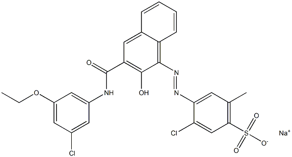 3-Chloro-6-methyl-4-[[3-[[(3-chloro-5-ethoxyphenyl)amino]carbonyl]-2-hydroxy-1-naphtyl]azo]benzenesulfonic acid sodium salt Structure