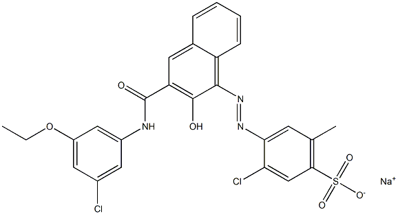 3-Chloro-6-methyl-4-[[3-[[(3-chloro-5-ethoxyphenyl)amino]carbonyl]-2-hydroxy-1-naphtyl]azo]benzenesulfonic acid sodium salt,,结构式