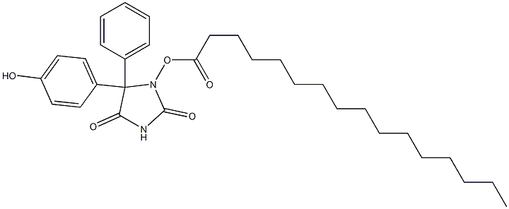 Palmitic acid [[tetrahydro-2,4-dioxo-5-phenyl-5-(4-hydroxyphenyl)-1H-imidazol]-1-yl] ester,,结构式