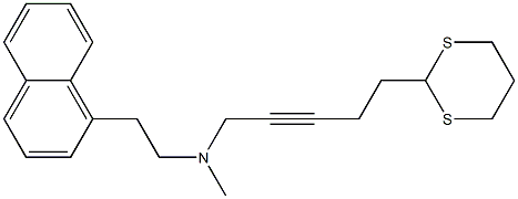 5-(1,3-ジチアン-2-イル)-N-メチル-N-[2-(1-ナフタレニル)エチル]-2-ペンチン-1-アミン 化学構造式