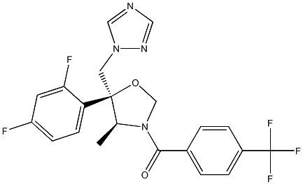 (4S,5S)-5-(2,4-ジフルオロフェニル)-4-メチル-3-[4-(トリフルオロメチル)ベンゾイル]-5-[(1H-1,2,4-トリアゾール-1-イル)メチル]オキサゾリジン 化学構造式