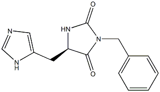 (5R)-3-ベンジル-5β-[(3H-イミダゾール-4-イル)メチル]イミダゾリジン-2,4-ジオン 化学構造式