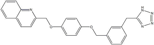 2-[4-[3-(1H-テトラゾール-5-イルメチル)ベンジルオキシ]フェノキシメチル]キノリン 化学構造式