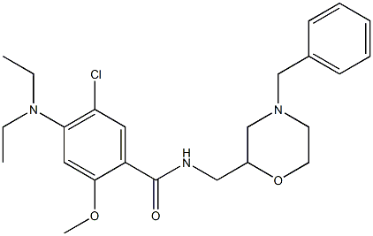 N-(4-ベンジルモルホリン-2-イルメチル)-5-クロロ-4-(ジエチルアミノ)-2-メトキシベンズアミド 化学構造式