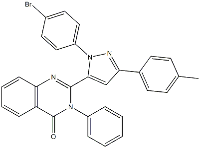 3-(フェニル)-2-[3-(4-メチルフェニル)-1-(4-ブロモフェニル)-1H-ピラゾール-5-イル]キナゾリン-4(3H)-オン 化学構造式