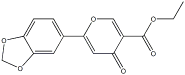 6-(1,3-Benzodioxol-5-yl)-4-oxo-4H-pyran-3-carboxylic acid ethyl ester,,结构式