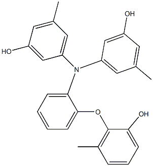 N,N-Bis(3-hydroxy-5-methylphenyl)-2-(2-hydroxy-6-methylphenoxy)benzenamine,,结构式