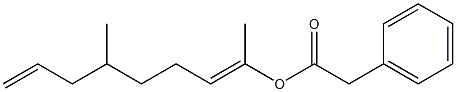 フェニル酢酸1,5-ジメチル-1,7-オクタジエニル 化学構造式