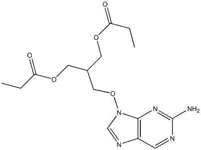 2-Amino-9-(3-propionyloxy-2-propionyloxymethylpropyloxy)-9H-purine Struktur
