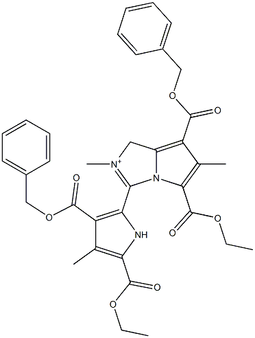  7-(Benzyloxycarbonyl)-5-ethoxycarbonyl-2,6-dimethyl-3-[3-(benzyloxycarbonyl)-5-ethoxycarbonyl-4-methyl-1H-pyrrol-2-yl]-1H-pyrrolo[1,2-c]imidazol-2-ium