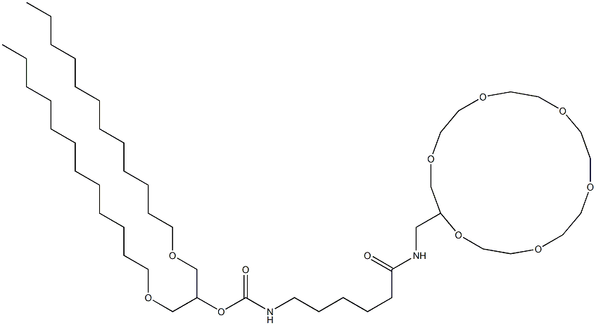 N-[6-[(1,4,7,10,13,16-Hexaoxacyclooctadecan-2-ylmethyl)amino]-6-oxohexyl]carbamic acid 1-[(dodecyloxy)methyl]-2-(dodecyloxy)ethyl ester Struktur