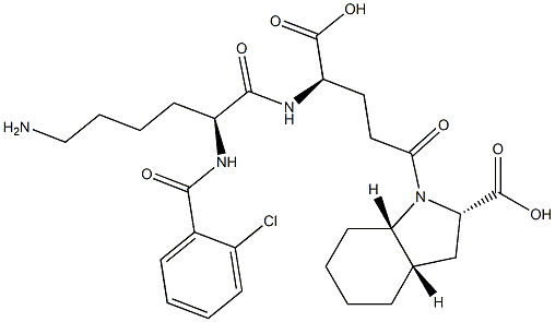(2S,3aS,7aS)-オクタヒドロ-1-[(4R)-4-[[(2S)-6-アミノ-2-[2-クロロベンゾイルアミノ]ヘキサノイル]アミノ]-4-カルボキシブチリル]-1H-インドール-2-カルボン酸 化学構造式