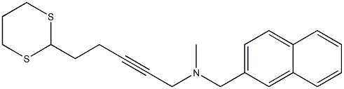 5-(1,3-ジチアン-2-イル)-N-メチル-N-(2-ナフタレニルメチル)-2-ペンチン-1-アミン 化学構造式