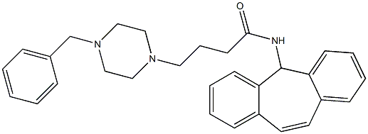 4-[4-ベンジル-1-ピペラジニル]-N-(5H-ジベンゾ[a,d]シクロヘプテン-5-イル)ブチルアミド 化学構造式