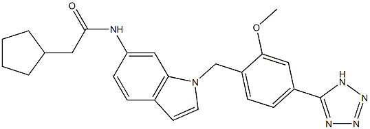 N-[1-[2-Methoxy-4-(1H-tetrazol-5-yl)benzyl]1H-indol-6-yl]cyclopentaneacetamide Structure