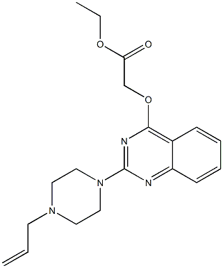 2-[4-(2-プロペニル)ピペラジノ]キナゾリン-4-イルオキシ酢酸エチル 化学構造式