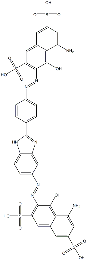 5-Amino-3-[[4-[5-[(8-amino-1-hydroxy-3,6-disulfonaphthalen-2-yl)azo]-1H-benzimidazol-2-yl]phenyl]azo]-4-hydroxy-2,7-naphthalenedisulfonic acid 结构式