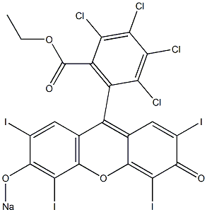 2,3,4,5-Tetrachloro-6-(2,4,5,7-tetraiodo-3-oxo-6-sodiooxy-3H-xanthen-9-yl)benzoic acid ethyl ester Structure
