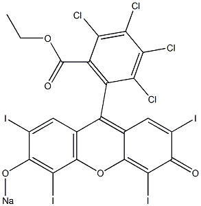 2,3,4,5-Tetrachloro-6-(2,4,5,7-tetraiodo-3-oxo-6-sodiooxy-3H-xanthen-9-yl)benzoic acid ethyl ester,,结构式