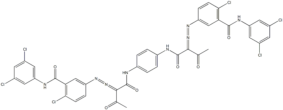 3,3'-[1,4-フェニレンビス[イミノカルボニル(アセチルメチレン)アゾ]]ビス[N-(3,5-ジクロロフェニル)-6-クロロベンズアミド] 化学構造式