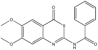 2-Benzoylamino-6,7-dimethoxy-4H-3,1-benzothiazin-4-one,,结构式