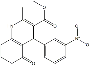 1,4,5,6,7,8-ヘキサヒドロ-2-メチル-4-(3-ニトロフェニル)-5-オキソキノリン-3-カルボン酸メチル 化学構造式