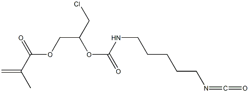 Methacrylic acid 3-chloro-2-[5-isocyanatopentylcarbamoyloxy]propyl ester Structure
