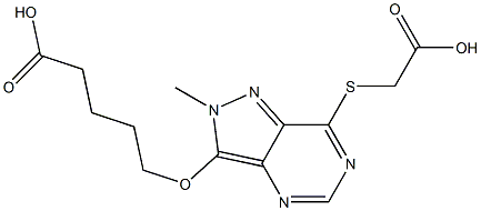 2-Methyl-3-(4-carboxybutyloxy)-7-(carboxymethylthio)-2H-pyrazolo[4,3-d]pyrimidine Struktur