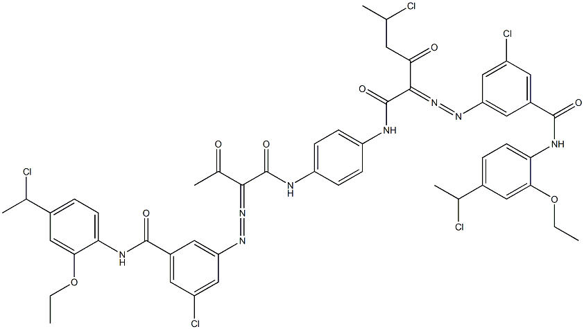 3,3'-[2-(1-Chloroethyl)-1,4-phenylenebis[iminocarbonyl(acetylmethylene)azo]]bis[N-[4-(1-chloroethyl)-2-ethoxyphenyl]-5-chlorobenzamide] Structure